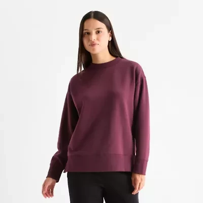 Xersion Womens Oversized Super Soft Fleece Crewneck Sweatshirt Tall