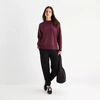 Xersion Womens Oversized Super Soft Fleece Crewneck Sweatshirt Tall