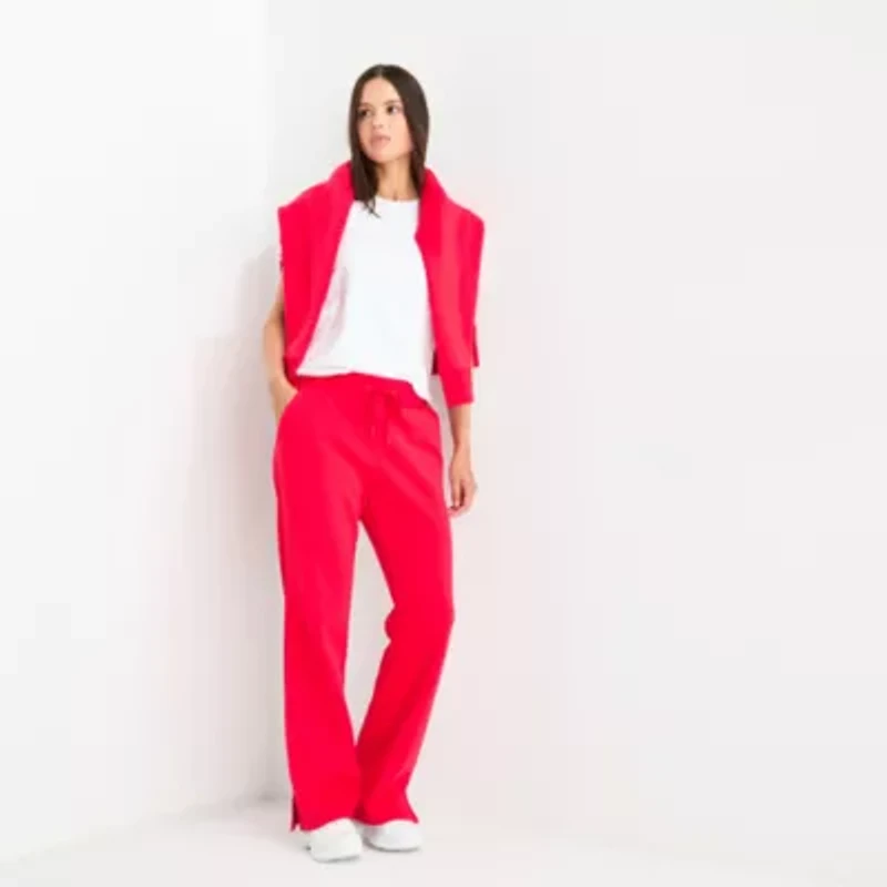 Xersion Womens Drawstring Waist Straight Mid Rise Regular Fit Tall Fleece Sweatpant