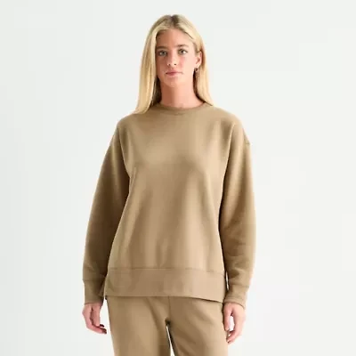 Xersion Womens Oversized Super Soft Fleece Crewneck Sweatshirt Tall