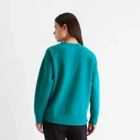 Xersion Womens Oversized Super Soft Fleece Crewneck Sweatshirt Tall
