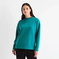 Xersion Womens Oversized Super Soft Fleece Crewneck Sweatshirt Tall