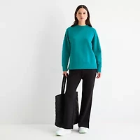 Xersion Womens Oversized Super Soft Fleece Crewneck Sweatshirt Tall