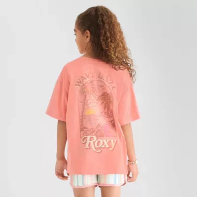 Roxy Big Kid Girls Crew Neck Short Sleeve Oversized Graphic T-Shirt