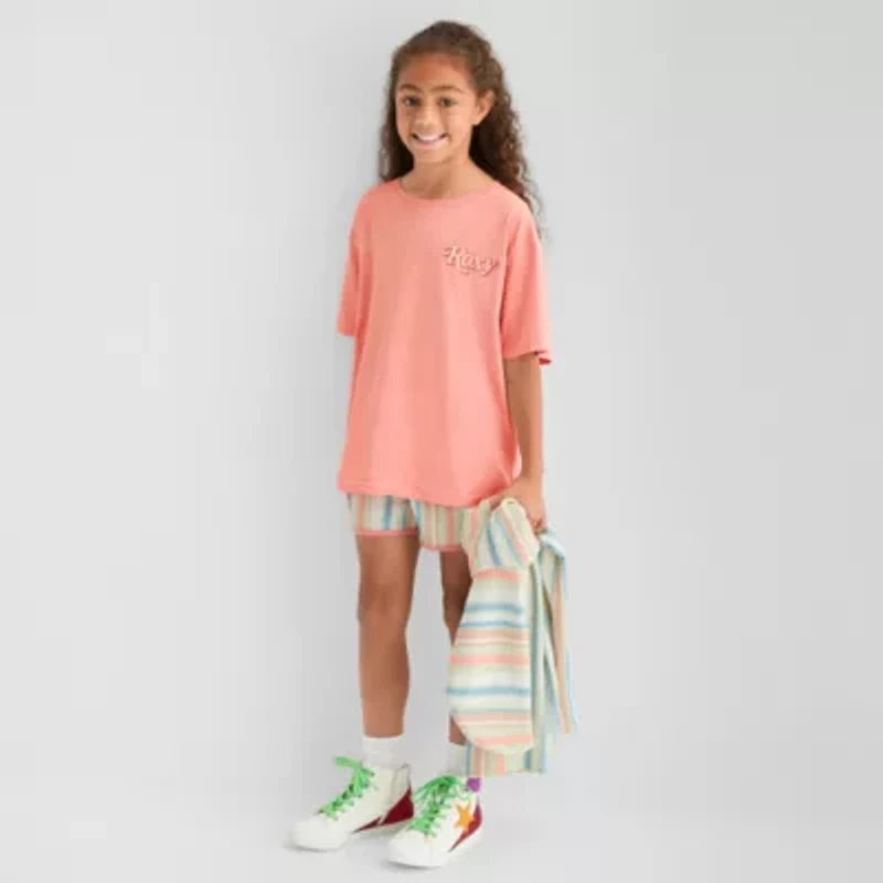 Roxy Big Kid Girls Crew Neck Short Sleeve Oversized Graphic T-Shirt