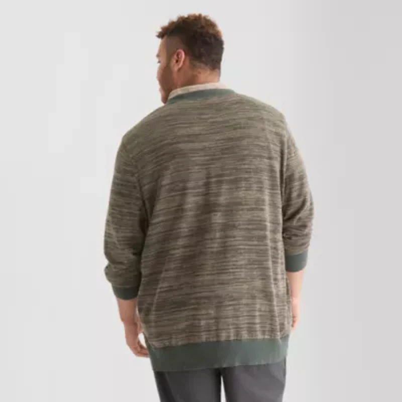 Stylus Mens V Neck Long Sleeve Button Open Front Big and Tall Cardigan