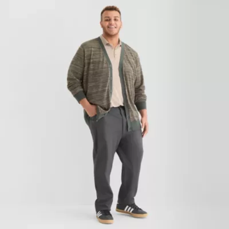 Stylus Mens V Neck Long Sleeve Button Open Front Big and Tall Cardigan