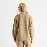 Xersion Womens Oversized Super Soft Fleece Crewneck Sweatshirt