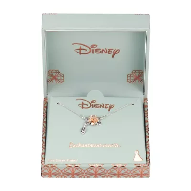 Disney Classics Womens Pure Silver Over Brass Flower 18 Inch Pendant Necklace