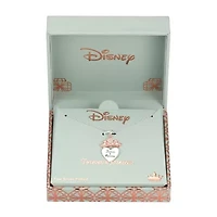 Disney Classics Womens Crystal Pure Silver Over Brass Crown Heart 18 Inch Pendant Necklace