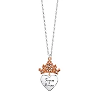 Disney Classics Womens Crystal Pure Silver Over Brass Crown Heart 18 Inch Pendant Necklace