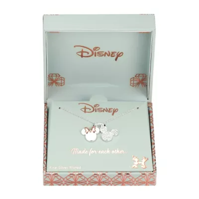 Disney Classics Womens Crystal Pure Silver Over Brass 18 Inch Pendant Necklace