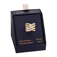 Sparkle Allure Womens Cubic Zirconia 14K Gold Over Brass Crossover Cocktail Ring