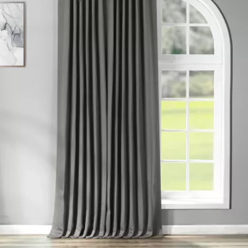 Exclusive Fabrics & Furnishing Solid Extra Wide Rod Pocket Back Tab Light-Filtering Single Curtain Panel