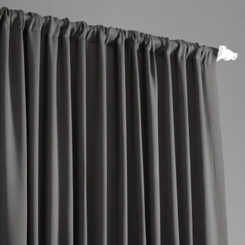 Exclusive Fabrics & Furnishing Solid Extra Wide Rod Pocket Back Tab Light-Filtering Single Curtain Panel