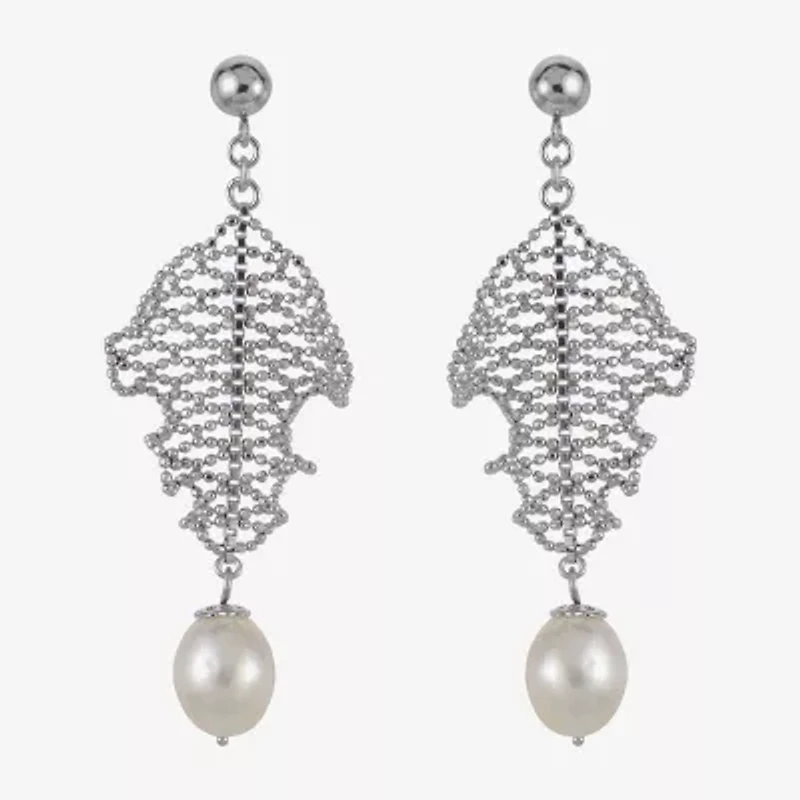 8-8.5Mm Cultured Freshwater Pearl Sterling Silver Earrings