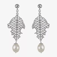 8-8.5Mm Cultured Freshwater Pearl Sterling Silver Earrings