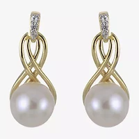 Womens White Cultured Freshwater Pearl 14K Gold Over Silver Drop Earrings
