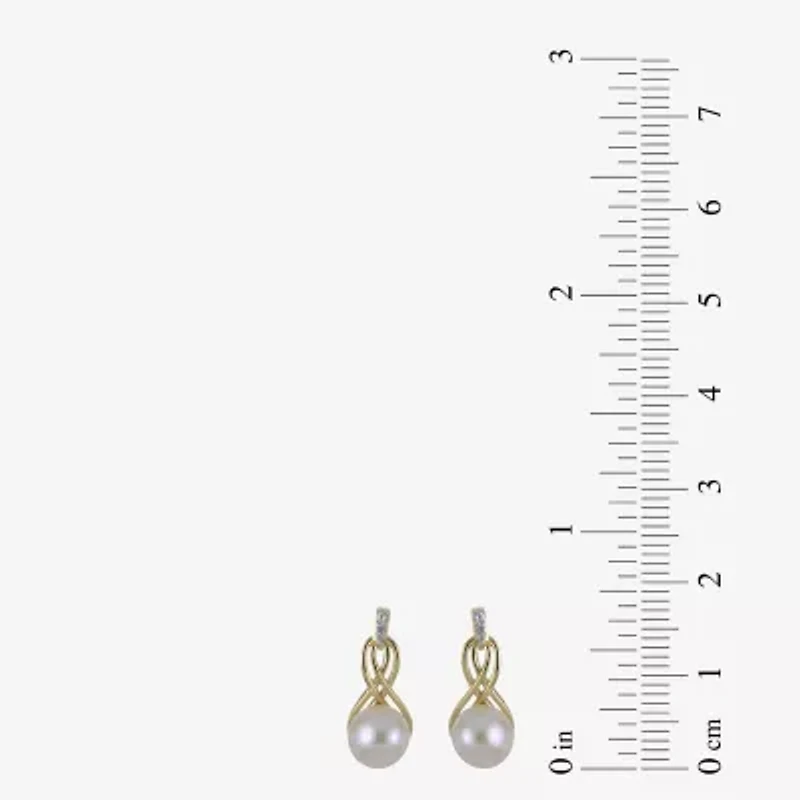 Womens White Cultured Freshwater Pearl 14K Gold Over Silver Drop Earrings