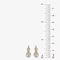 Womens White Cultured Freshwater Pearl 14K Gold Over Silver Drop Earrings