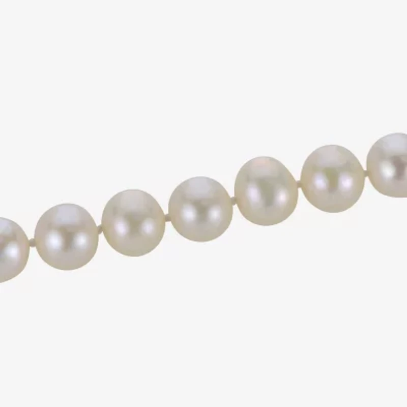 Womens White Cultured Freshwater Pearl Sterling Silver Strand Bracelet