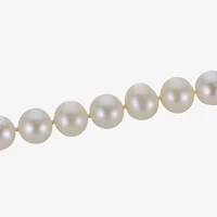 Womens White Cultured Freshwater Pearl Sterling Silver Strand Bracelet
