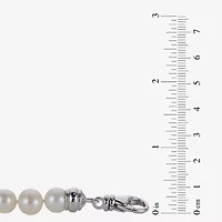 Womens White Cultured Freshwater Pearl Sterling Silver Strand Bracelet
