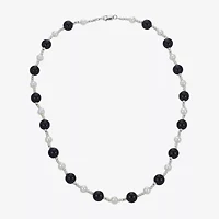 Womens Black Onyx Sterling Silver Strand Necklace