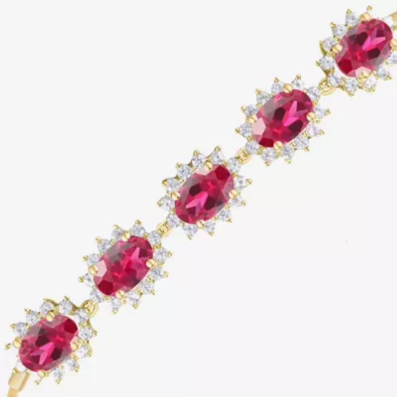 Gemstone 14K Gold Over Silver Oval Bolo Bracelet