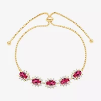 Gemstone 14K Gold Over Silver Oval Bolo Bracelet