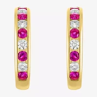 Lab Created Gemstone 14K Gold Over Silver 20mm Hoop Earrings