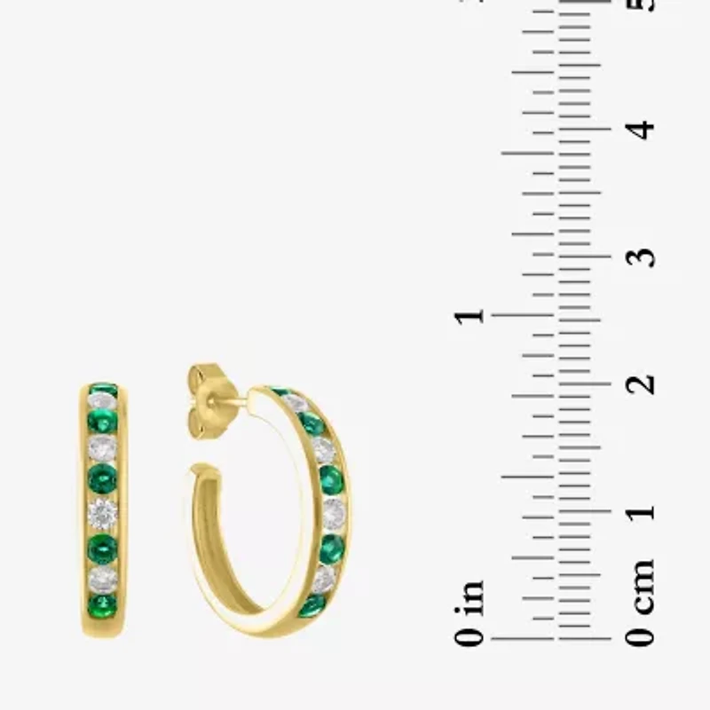 Lab Created Gemstone 14K Gold Over Silver 20mm Hoop Earrings