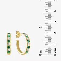 Lab Created Gemstone 14K Gold Over Silver 20mm Hoop Earrings