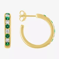 Lab Created Gemstone 14K Gold Over Silver 20mm Hoop Earrings