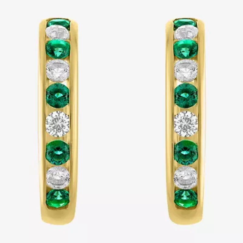 Lab Created Gemstone 14K Gold Over Silver 20mm Hoop Earrings