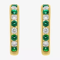 Lab Created Gemstone 14K Gold Over Silver 20mm Hoop Earrings