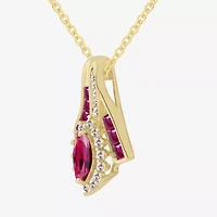 Lab-Created Gemstone 14K Gold Over Silver Marquise Pendant Necklace
