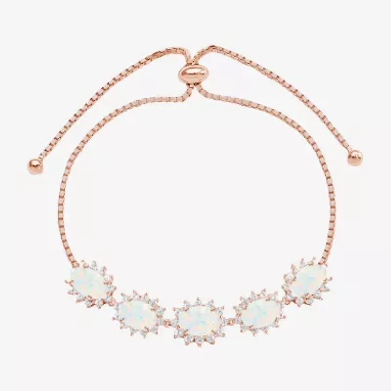 Gemstone 14K Gold Over Silver Oval Bolo Bracelet