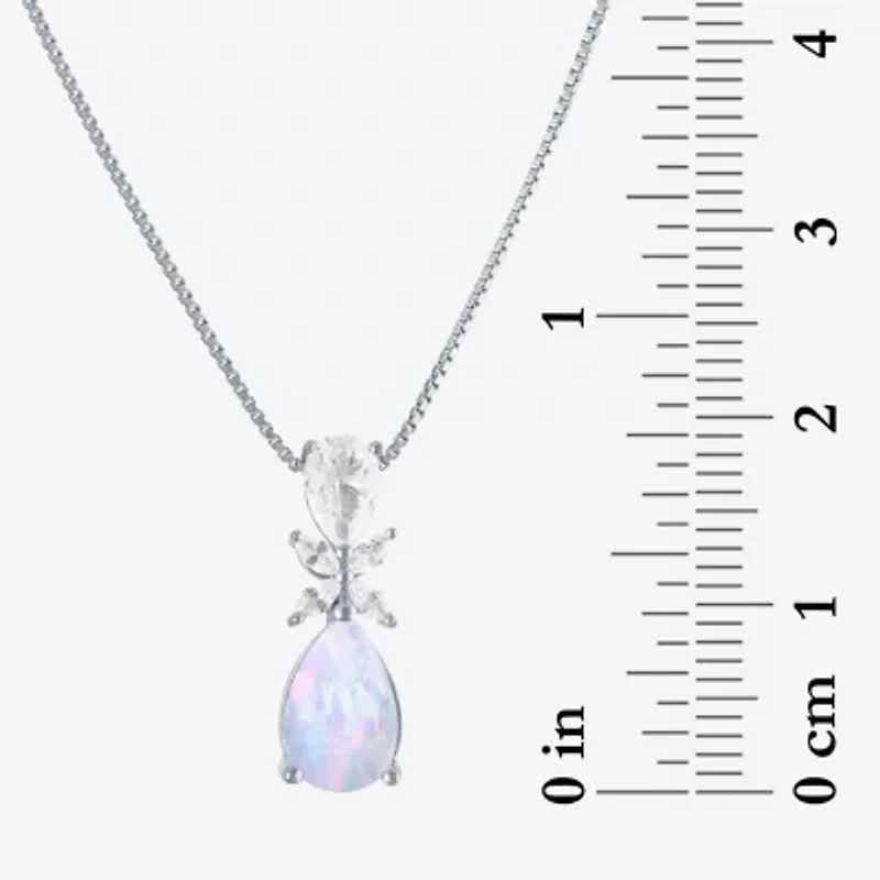 Womens Gemstone Sterling Silver Pear Pendant Necklace
