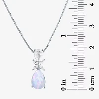 Womens Gemstone Sterling Silver Pear Pendant Necklace