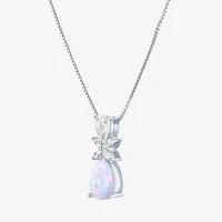 Womens Gemstone Sterling Silver Pear Pendant Necklace