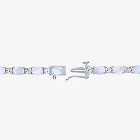 Gemstone Sterling Silver Oval 7.5 Inch Tennis Bracelet