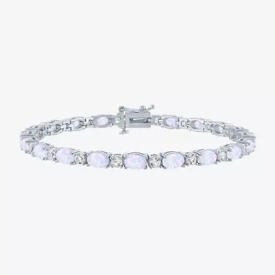 Gemstone Sterling Silver Oval 7.5 Inch Tennis Bracelet
