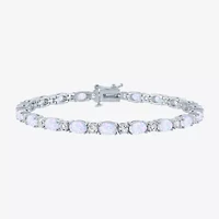 Gemstone Sterling Silver Oval 7.5 Inch Tennis Bracelet