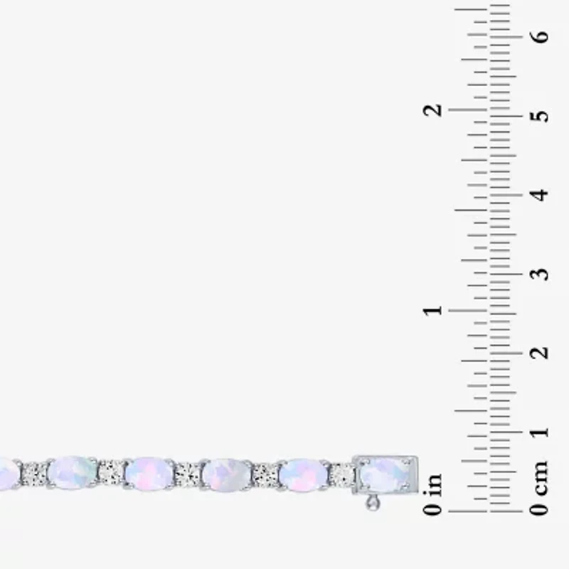Gemstone Sterling Silver Oval 7.5 Inch Tennis Bracelet