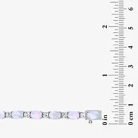 Gemstone Sterling Silver Oval 7.5 Inch Tennis Bracelet
