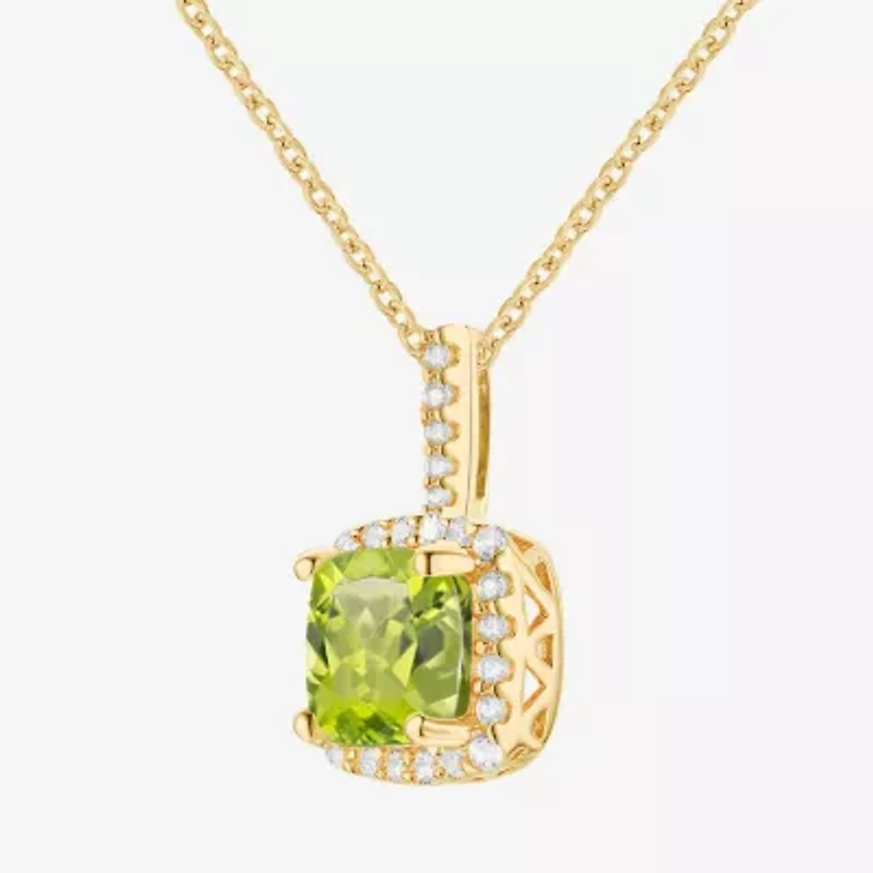 Womens Genuine Green Peridot 14K Gold Over Silver 18 Inch Pendant Necklace