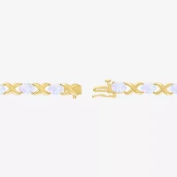 Womens Lab Created White Opal 14K Gold Over Silver 7.5 Inch Tennis Bracelet
