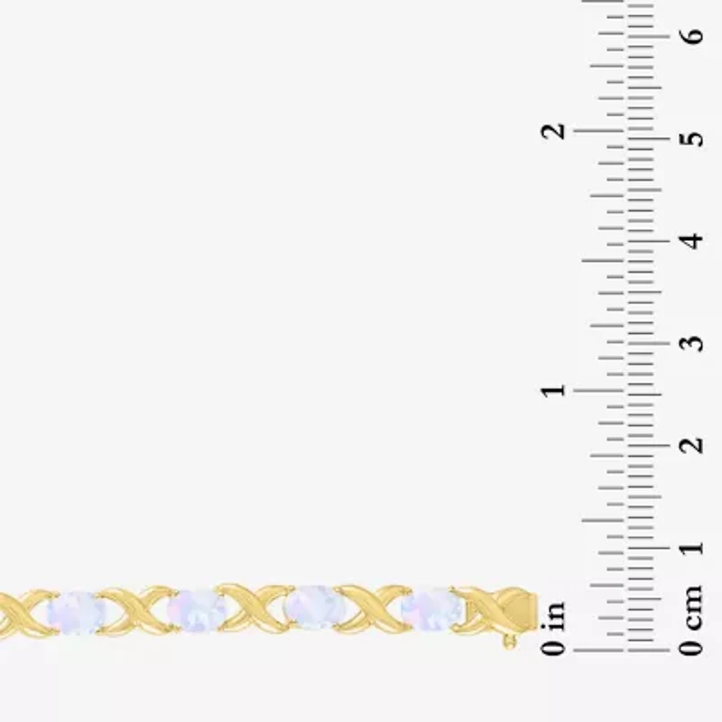 Womens Lab Created White Opal 14K Gold Over Silver 7.5 Inch Tennis Bracelet