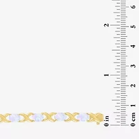 Womens Lab Created White Opal 14K Gold Over Silver 7.5 Inch Tennis Bracelet